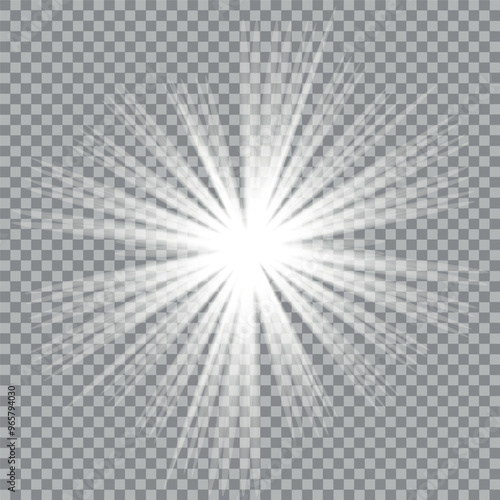 Star burst with light, white sun rays,lignt star