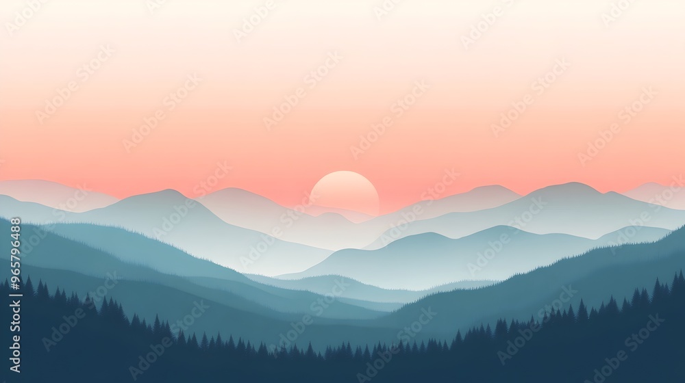 Minimalist Silhouette Landscape on Gradient Backdrop,Serene and Simple Minimalist Silhouette Landscape on Gradient Backdrop,Serene and Simple
