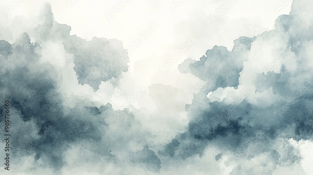 Watercolor clouds in shades of grey on white background Watercolor clouds in shades of grey on white background