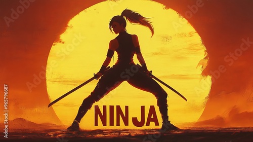 female ninja warrior. inscription 