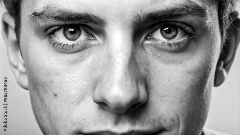 Naklejka premium Close-up portrait of a face with flawless skin, looking at camera