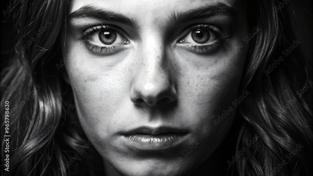 Close-up portrait of a face with flawless skin, looking at camera Close-up portrait of a face with flawless skin, looking at camera