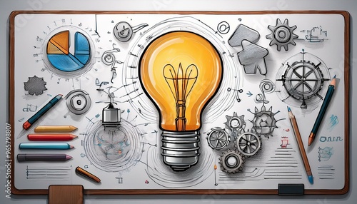 Support and change tools illustrated in whiteboard style, with a lightbulb symbolizing innovative ideas