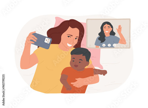 Staying in touch with friends isolated cartoon vector illustrations.
