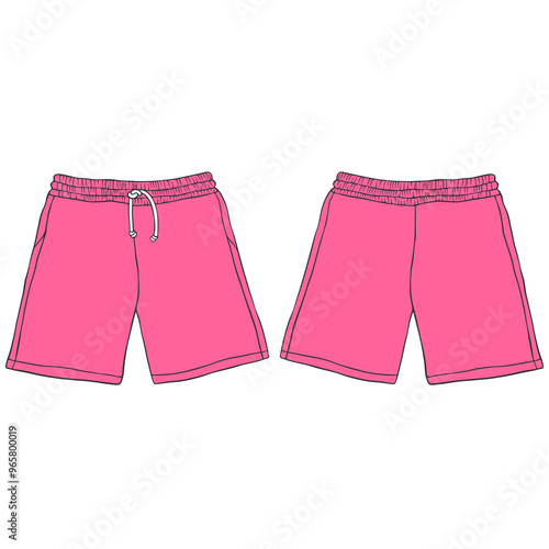 pink basic short pants mockup