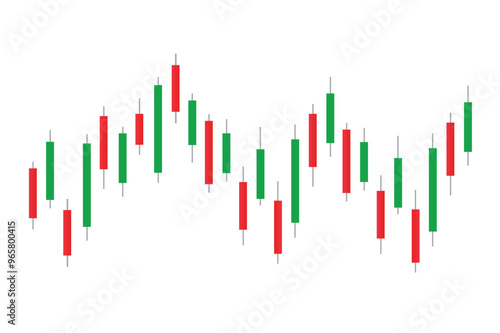 Stock market bar graph, candlestick chart, finance trade data, vector illustration.