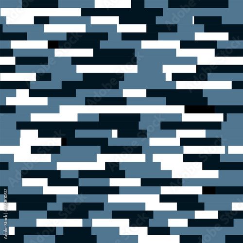Seamless geometric pattern in blue and black colors. Vector illustration for your interior designs and fabric prints