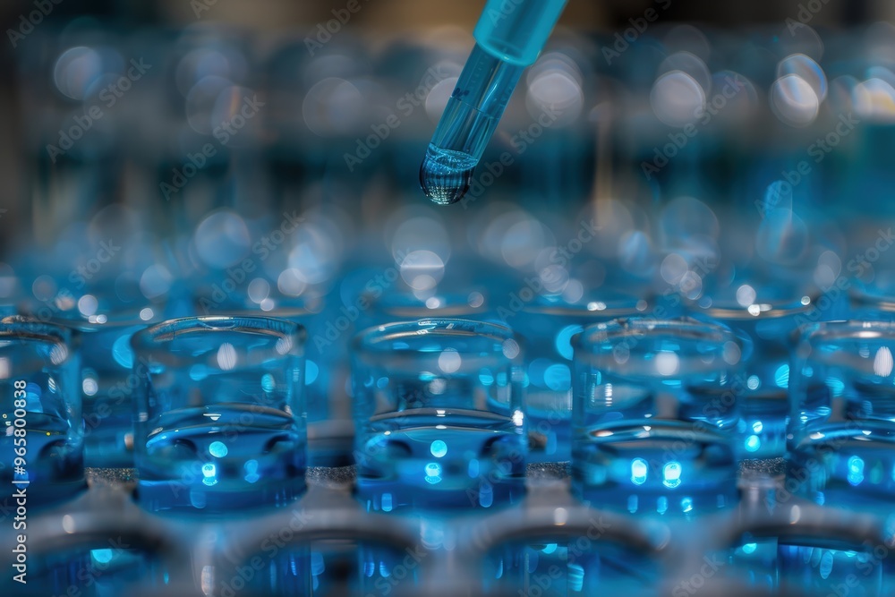 Blue liquid in lab vials Blue liquid in lab vials