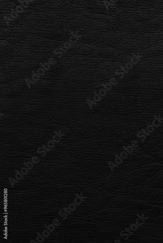 Close-up of the surface of the black leather jacket. Black textured background image.