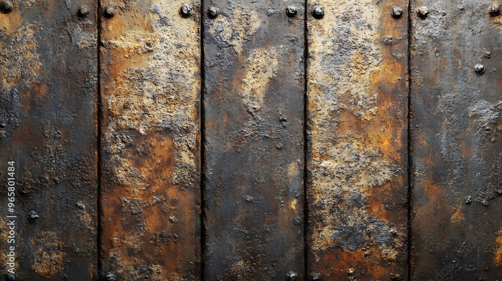 Rusted metal surface, vertical striations, corroded texture, earthy brown tones, weathered industrial background, rough oxidized pattern, close-up detail, grungy abstract. Rusted metal surface, vertical striations, corroded texture, earthy brown tones, weathered industrial background, rough oxidized pattern, close-up detail, grungy abstract.
