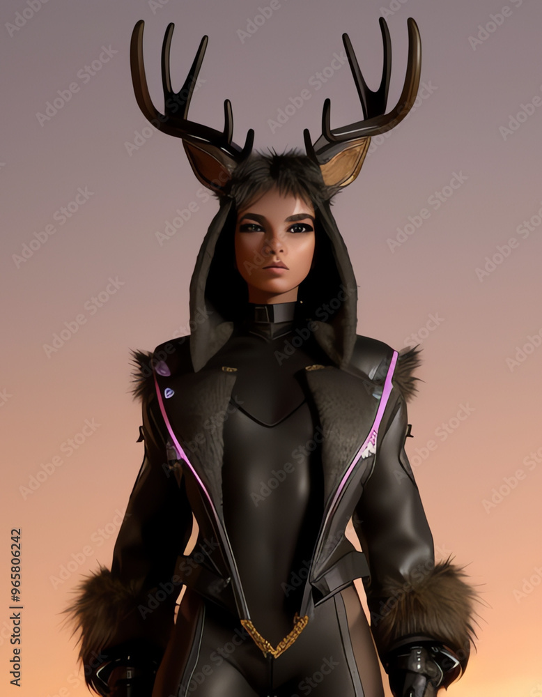 Deer Souls in a Cyberpunk World. Melancholic portraits with deer heads immersed in the neon future. The blend of organic forms and digital technology creates an atmosphere of mystery and solitude. Deer Souls in a Cyberpunk World. Melancholic portraits with deer heads immersed in the neon future. The blend of organic forms and digital technology creates an atmosphere of mystery and solitude.