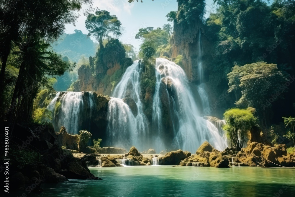 Waterfall travel in Laos landscape outdoors tourism. Waterfall travel in Laos landscape outdoors tourism.