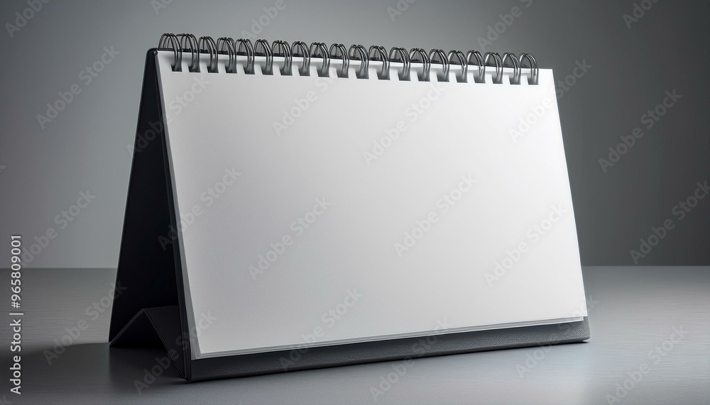 A blank desktop calendar with a spiral binding, ready for your custom dates and events. A blank desktop calendar with a spiral binding, ready for your custom dates and events.