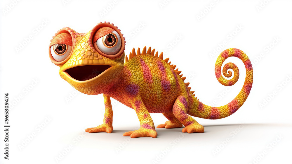 funny cartoon chameleon on a white background funny cartoon chameleon on a white background