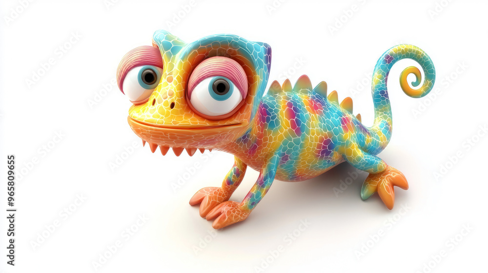 funny cartoon chameleon on a white background funny cartoon chameleon on a white background