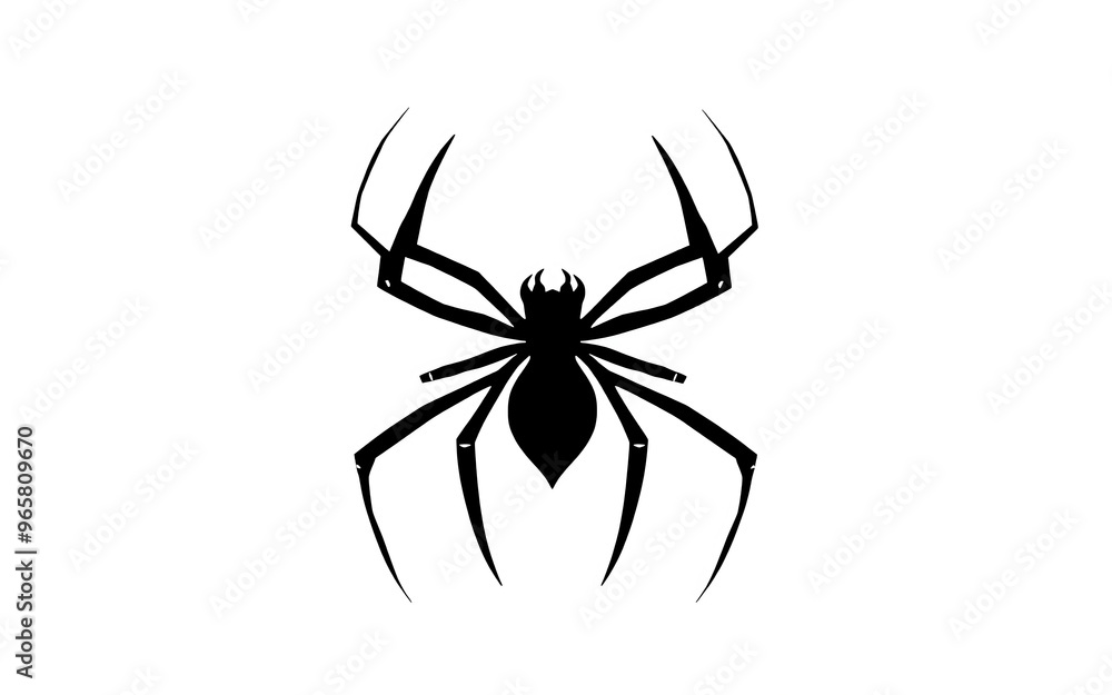 Black spider silhouette on white background, Halloween design, spooky and mysterious.
Black spider silhouette on white background, Halloween design, spooky and mysterious.