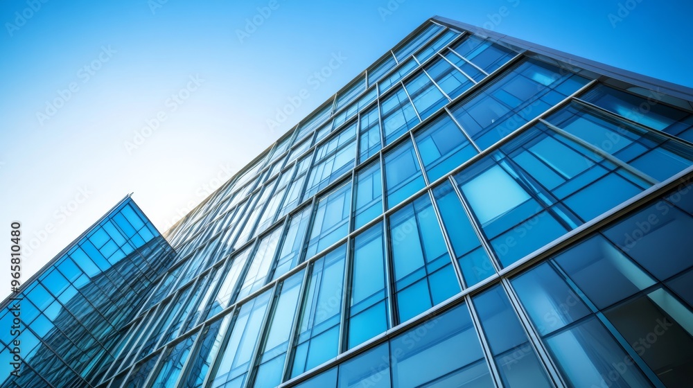 Stylish office building with a blend of glass and metal surfaces, showcasing a modern architectural design. Stylish office building with a blend of glass and metal surfaces, showcasing a modern architectural design.