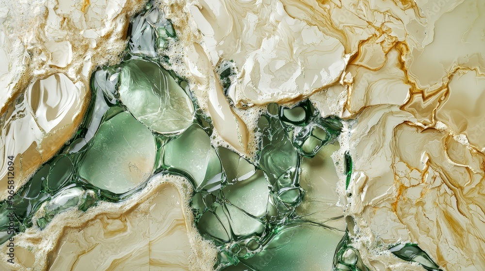 Obraz premium Beige Marble with Green Glass Horizontal Background.