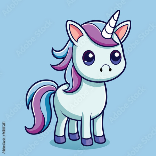 Cute Unicorn Cartoon Vector Icon Illustration. Animal Nature Icon Concept Isolated Flat