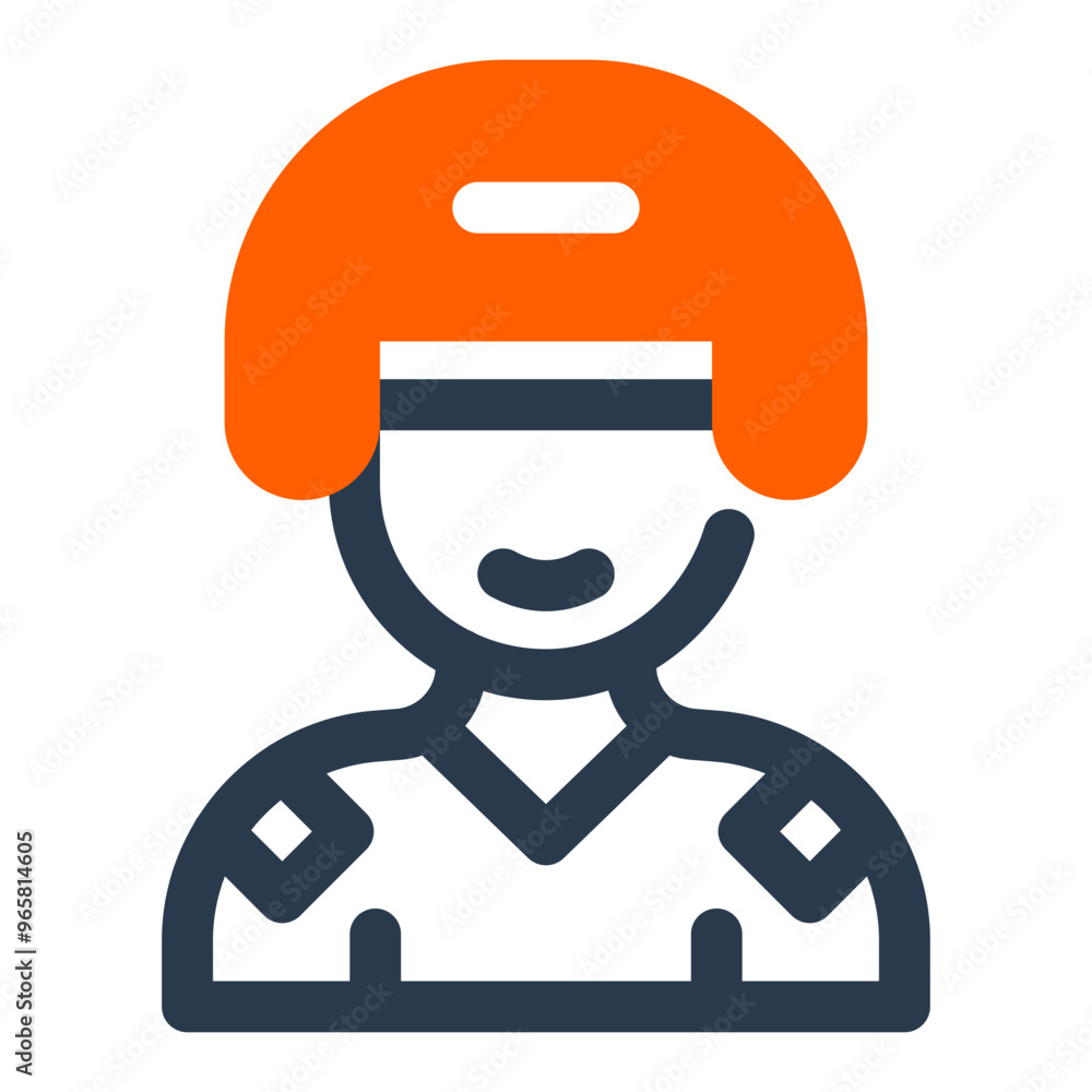 Baseball Player Icon with Bright Orange Helmet Baseball Player Icon with Bright Orange Helmet
