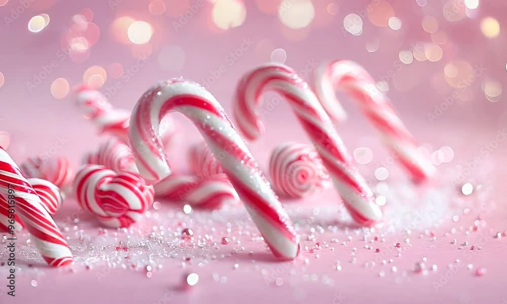Bright 3D candy canes in a festive arrangement, fun atmosphere