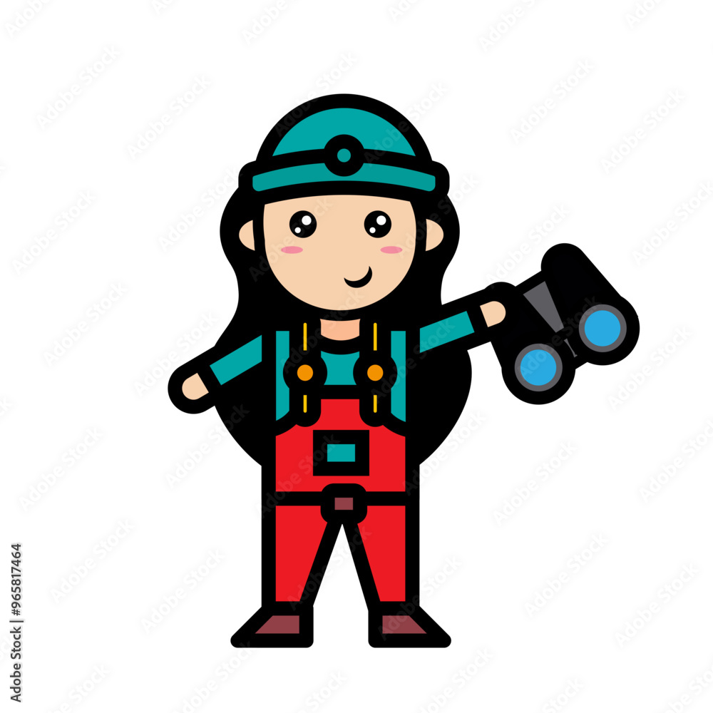 female mechanic holding binoculars female mechanic holding binoculars