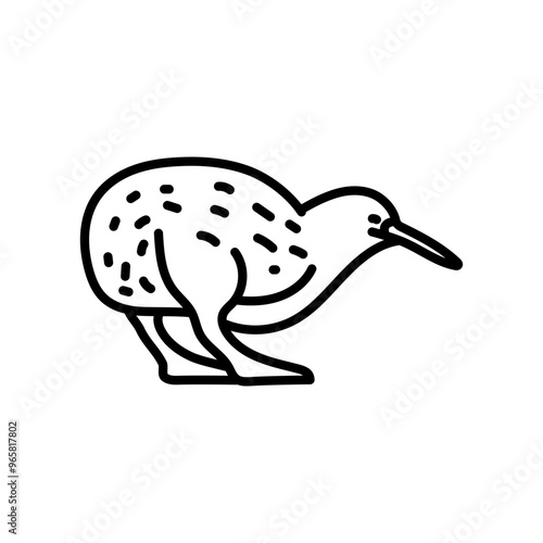 Kiwi bird Outline Icon, Vector illustration