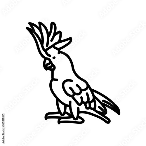 Cockatoo Outline Icon, Vector illustration