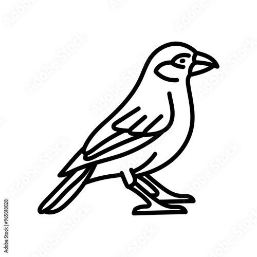 Finch bird Outline Icon, Vector illustration