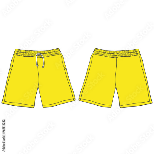 yellow basic short pants mockup photo