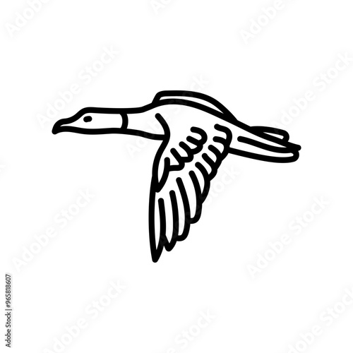 Common Merganser Outline Icon, Vector illustration