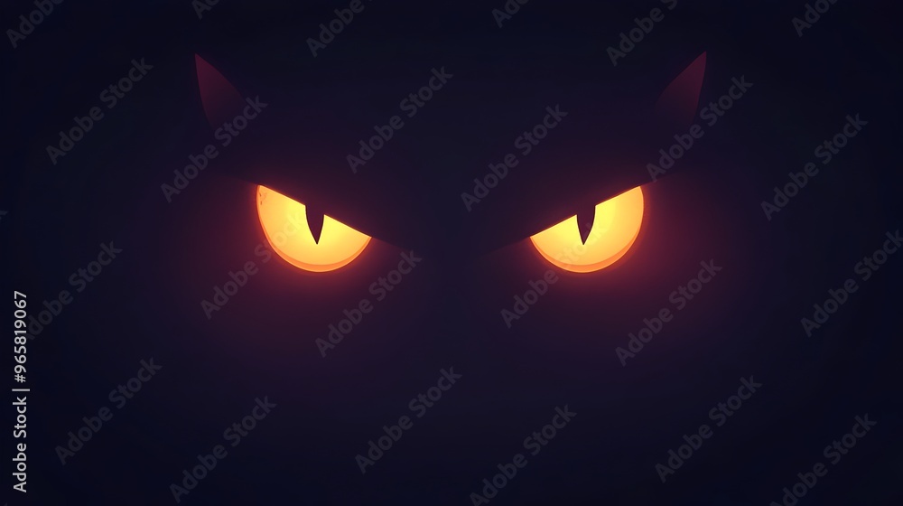 Fototapeta premium Glowing Eyes Emerge from the Eerie Minimalist Halloween Backdrop
