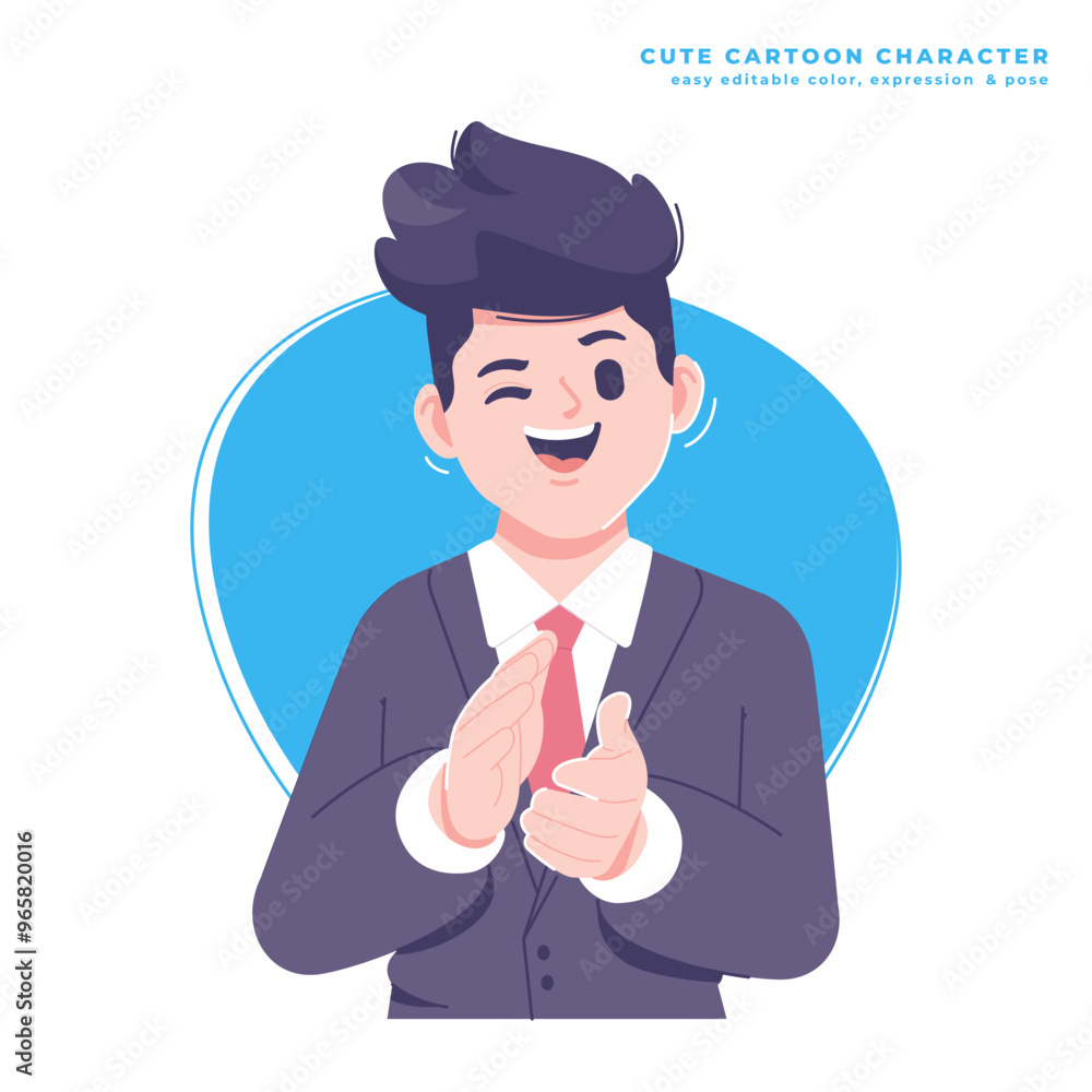 applause business man character illustration applause business man character illustration