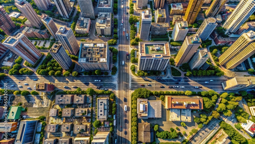 Aerial cityscape view with buildings, roads, and vehicles, aerial, cityscape, urban, skyline, metropolis Aerial cityscape view with buildings, roads, and vehicles, aerial, cityscape, urban, skyline, metropolis