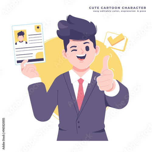 approve business man character illustration
