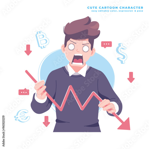 downfall business man character illustration