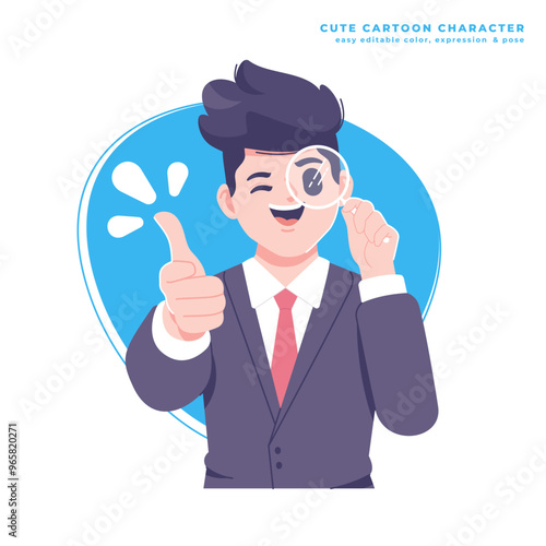 hire pose business man character illustration