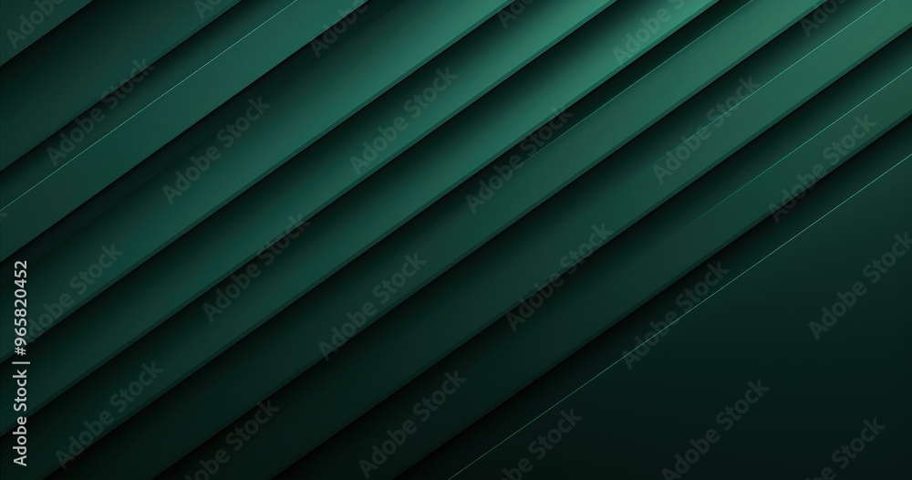 Obraz premium A sleek, modern abstract background featuring layered diagonal lines in various shades of green, ideal for digital design.