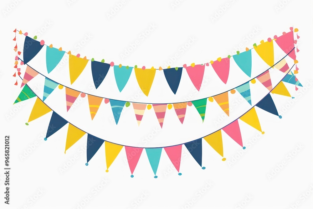 Obraz premium Flat illustration Carnival garland with flags white background celebration decoration.