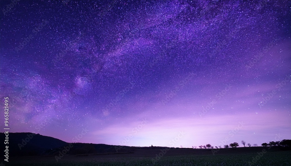Fototapeta premium Elevate your campaign with an artistic representation of a low-angle view of the enchanting purple night Let stars and moonlight create a serene glow that lures viewers in