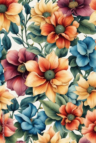 Wallpaper Mural  blue flower background, vintage flower background, red flower background, white flower background, spring flower background Torontodigital.ca