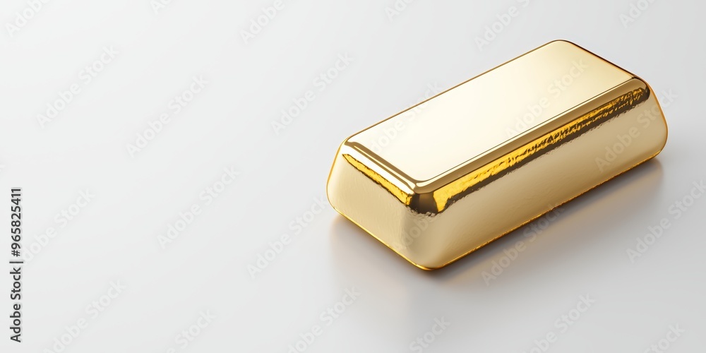 Isolated gold ingot on a clean white backdrop, sharp edges and smooth reflections, perfect for finance, luxury, and investment themes Isolated gold ingot on a clean white backdrop, sharp edges and smooth reflections, perfect for finance, luxury, and investment themes