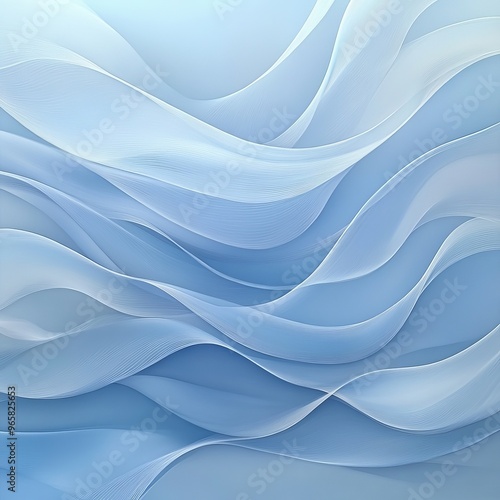 Abstract blue wave pattern with light blue, soft, flowing, overlapping, lines.