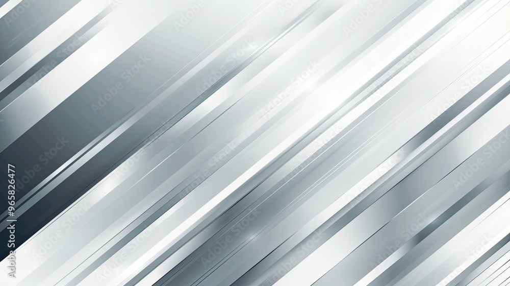 Fototapeta premium A sleek, modern abstract design featuring diagonal metallic stripes in shades of silver and gray, ideal for backgrounds or digital art.