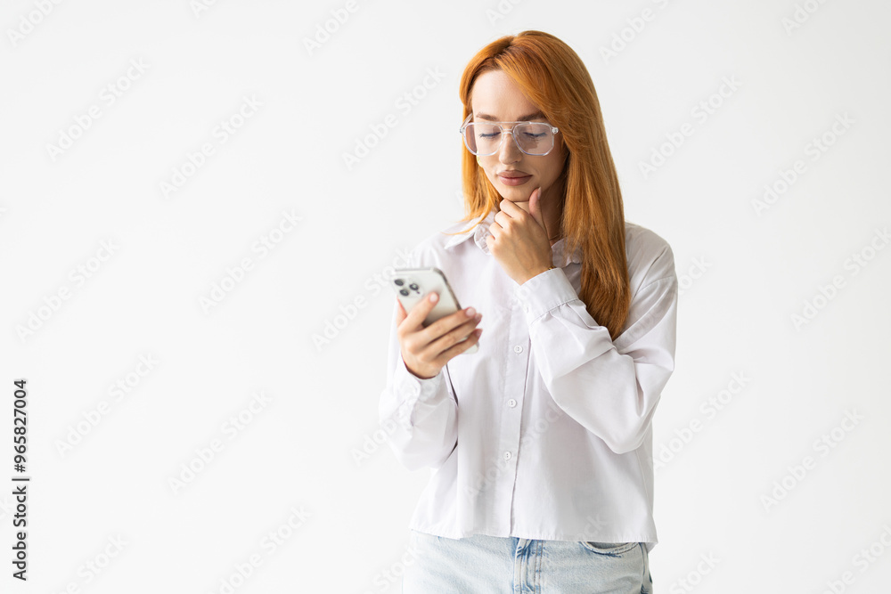 Businesswoman using mobile phone isolated over white background Businesswoman using mobile phone isolated over white background