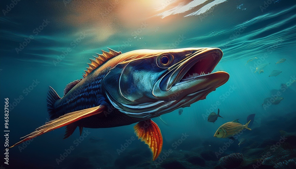 Fototapeta premium Illustrate the dire consequences of overfishing with a poignant close-up of a magnificent