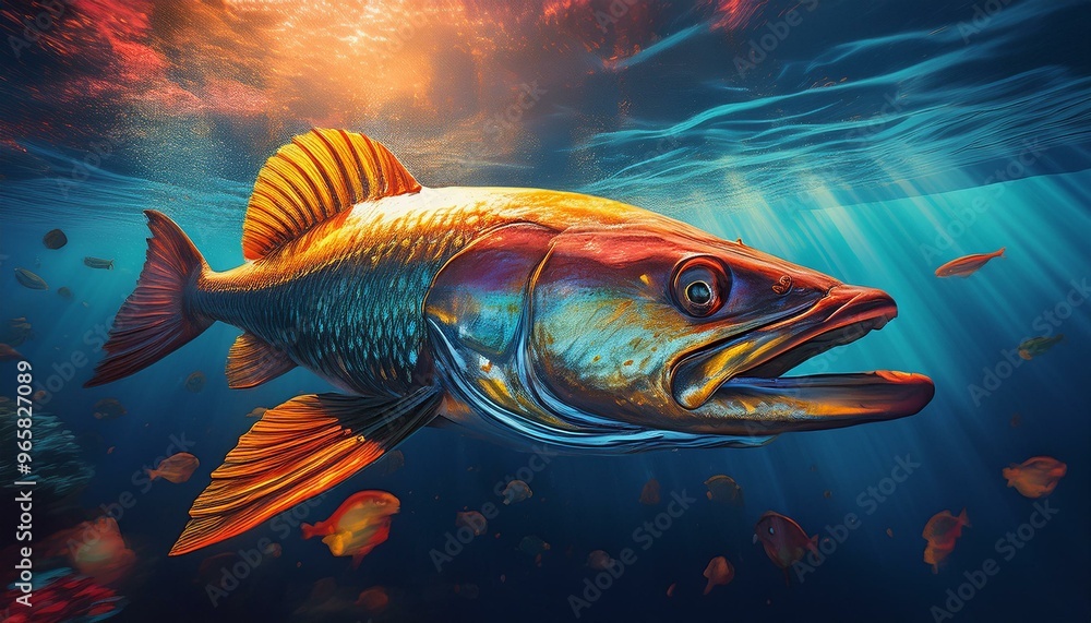 Fototapeta premium Illustrate the dire consequences of overfishing with a poignant close-up of a magnificent