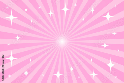 ピンクの放射線とキラキラの背景イラスト