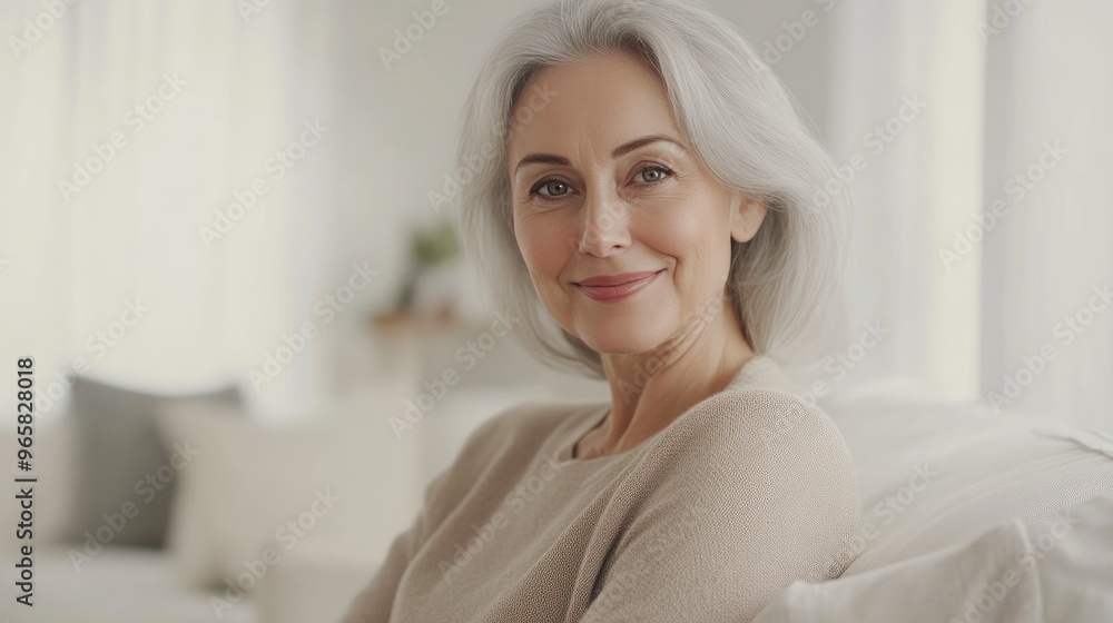 Portrait of a woman in cozy minimalist interior Portrait of a woman in cozy minimalist interior