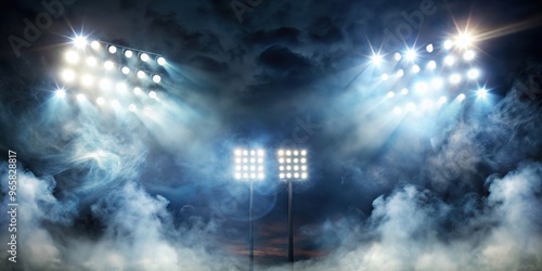 Wallpaper Mural of bright stadium lights shining through thick smoke, stadium, lights, smoke,bright, sports, arena, night, event Torontodigital.ca